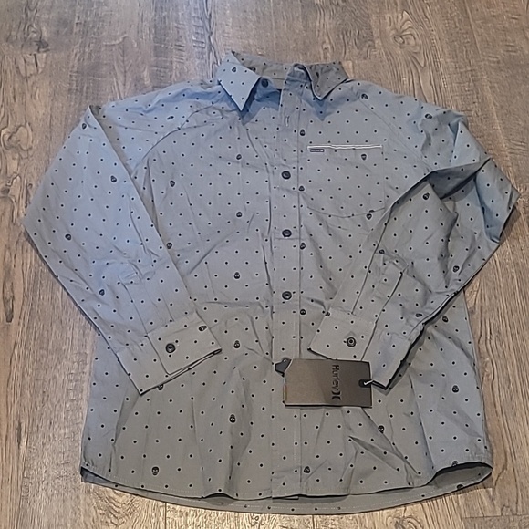 Hurley Other - Hurley Boys Large Button Down Long Sleeve Skull New With Tags